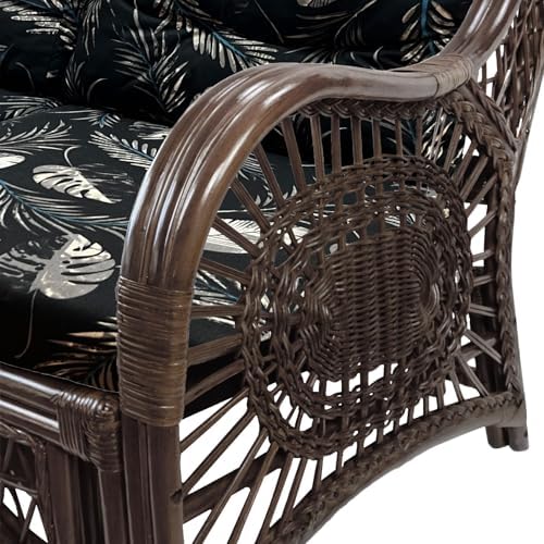 Malibu Lounge Three-Seater Sofa Natural Rattan Wicker Handmade Design, Dark - Image 3