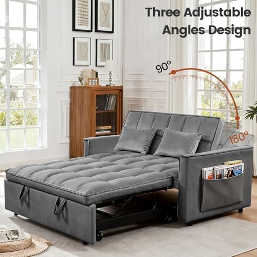 Sleeper Sofa Bed with Adjustable Backrest & Side Pockets - Image 4