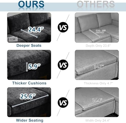 VINGLI 110" Large U-Shape Sectional Sofa Couch - Image 3