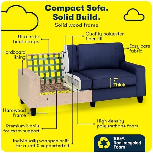 Serta Palisades 73" Track Arm Sofa, Easy Care Polyester, Soft Pillow Back - Image 5