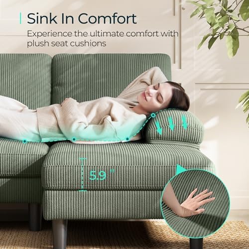 LINSY HOME Sectional Couch, 4 Seat Couch - Image 3