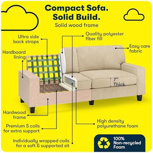 Serta Palisades 78" Track Arm Sofa, Easy Care Polyester, Soft Pillow Back - Image 5