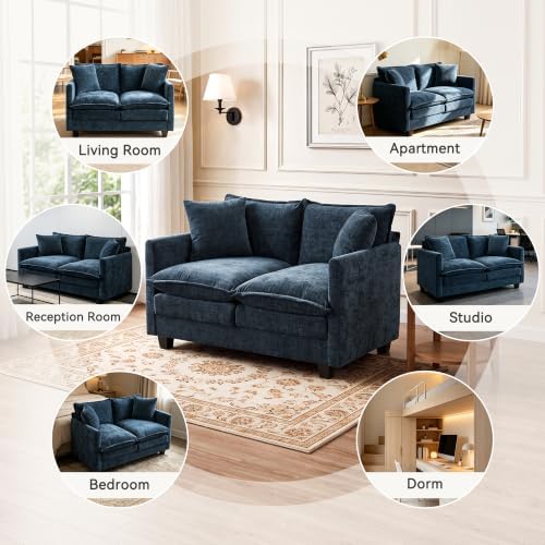 Loveseat Sofa, Soft Chenille Cloud‑Cushion Small‑Space Couch - Image 6