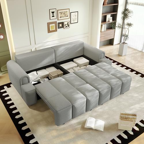 KEIKI 90.2" Convertible Sleeper Sofa Bed, 3-in-1 Pull-Out Couch - Image 5