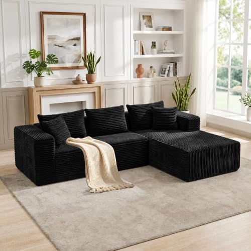 92.5" Boneless Couch, Right Facing Sectional Sofa by Yimilife