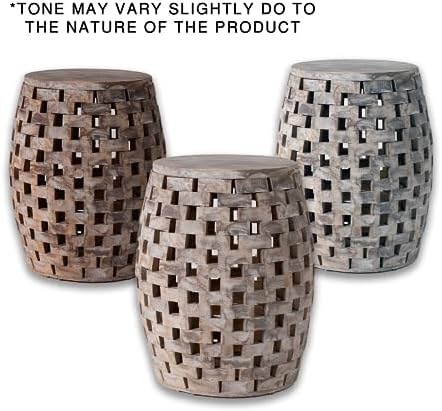 Balkene Home 62419 Maya Oval Rustic Garden Stool Wood Outdoor Seating & End - Image 6