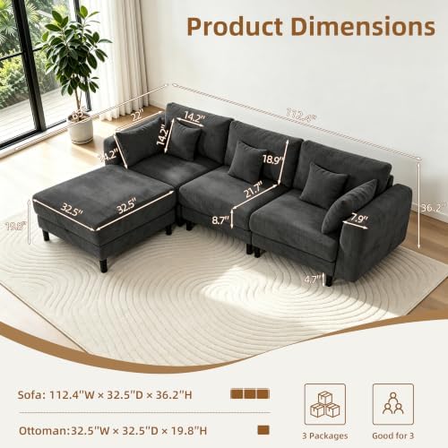 112.4'' Cloud Couch, L Shaped Modular Sectional Sofa - Image 2