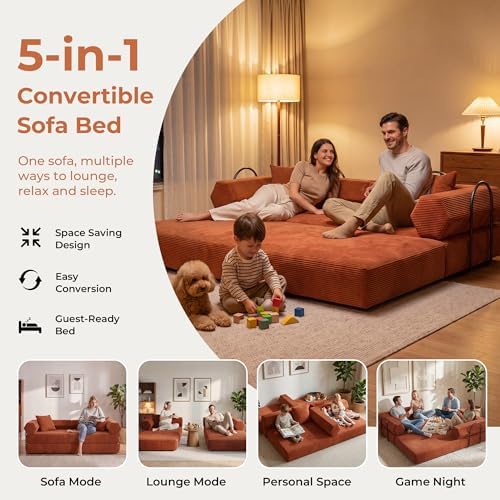 79" Convertible Futon Sofa Bed, Boneless Couch - Image 6