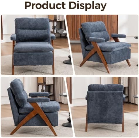 Mid Century Modern Accent Chair, Comfy Solid Wood Armchair - Image 6