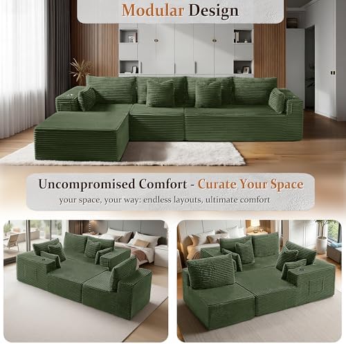 138" Cloud Sectional Couch, Comfort L Shaped Boneless Couch - Image 6