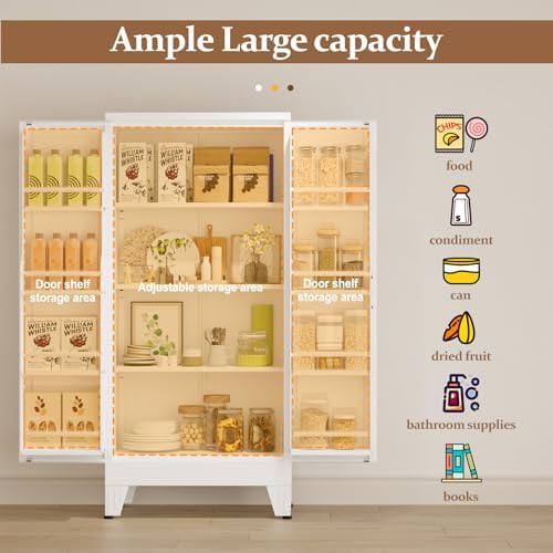 GAIOUS Metal Kitchen Pantry Cabinet, Food Storage Cabinets White Cupboard - Image 5
