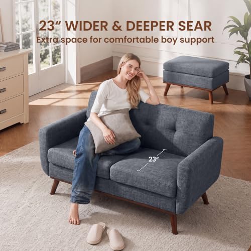 56" Small Loveseat Sofa, Mid Century Modern Mini Love Seat - Image 4