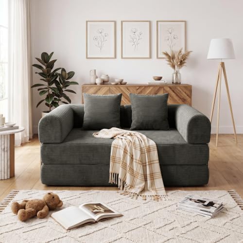 53.15'' Convertible Compressed Corduroy Folding Cloud Sofa Bed, Modern Boneless by GORGENIUS