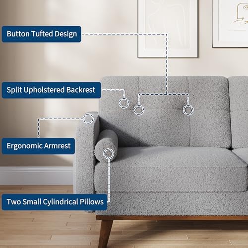 IDEALHOUSE 65" Mid Century Modern Couch Sofa Loveseat - Image 5