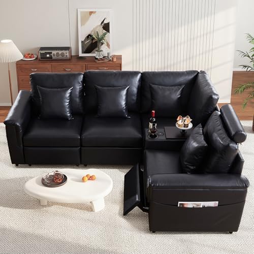 RARZOE Modular Sectional Couch Corner Seat Module, Faux Leather Armless Corner - Image 4