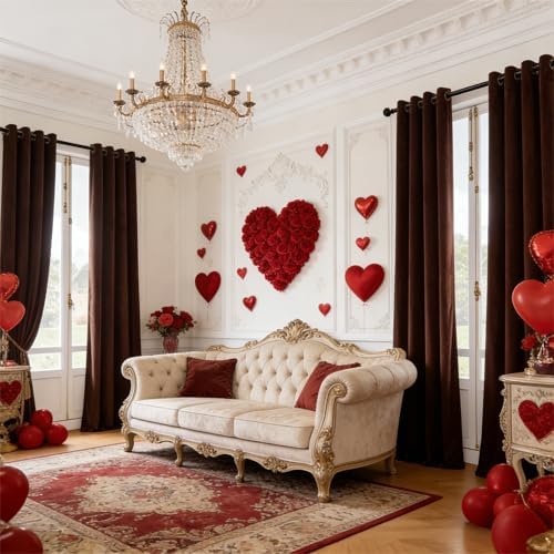 SMILETIME Brown Velvet Curtains 52"x90" Grommet 4 Panels by SMILETIME
