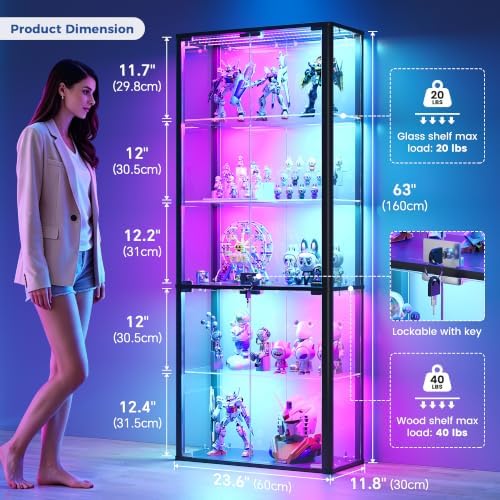 Lvifur 5-Tier Glass Display Cabinet - Image 2