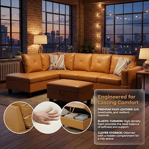 Faux Leather Sectional Couches for Living Room - Image 6