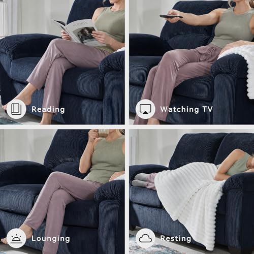Signature Design by Ashley Loveseat Sofa, 63 in Navy Blue - Image 7