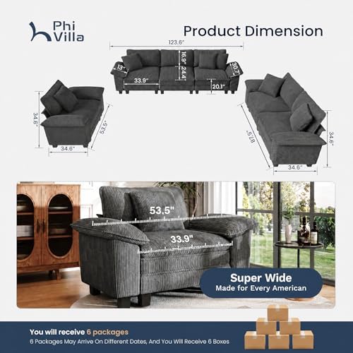 PHI VILLA 3-Piece Modular Sofa Set - Image 3