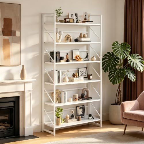 JSB 6 Tier No Assembly Folding Bookshelf, 30.7" Wide Foldable Storage Bookcase - Image 7