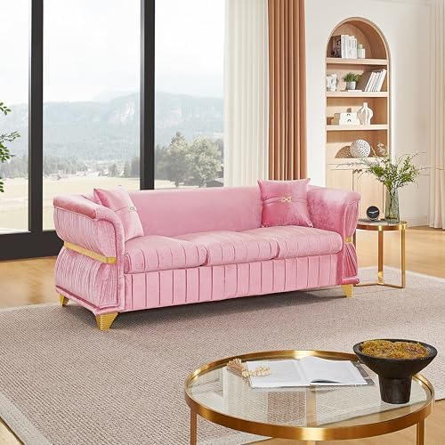 KEIKI 84" Luxury Oversized Velvet Chesterfield Sofa - Image 3
