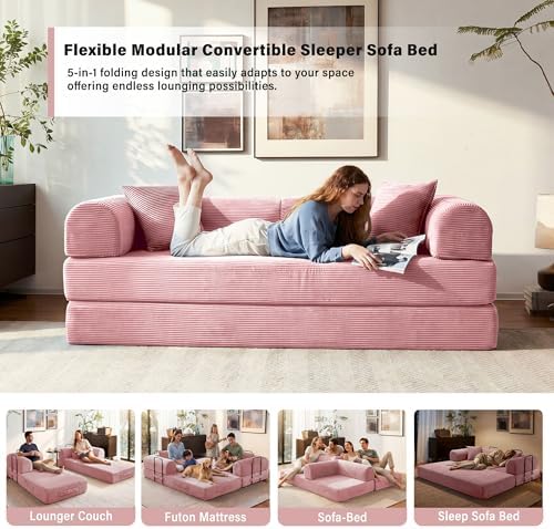 79" Convertible Sofa Bed, Boneless Sleeper Futon Couch - Image 4