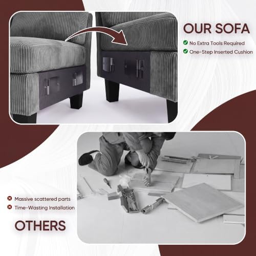 Furmax Sectional Couches for Living Room, Dark Grey - Image 4