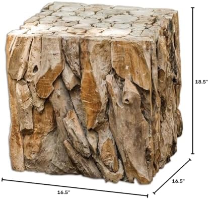 Bowery Hill Teak Root Bunching Cube Accent Table, 18.5"H x 16.5"W x 16.5"D - Image 3