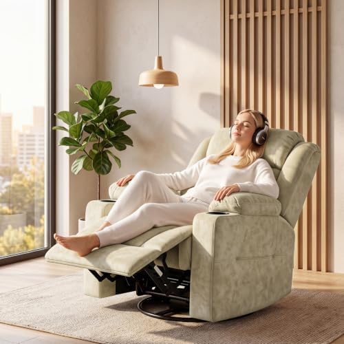 LAFWELL Retro Rocking Recliner Chair, Massage Rocker Recliner Chair - Image 2