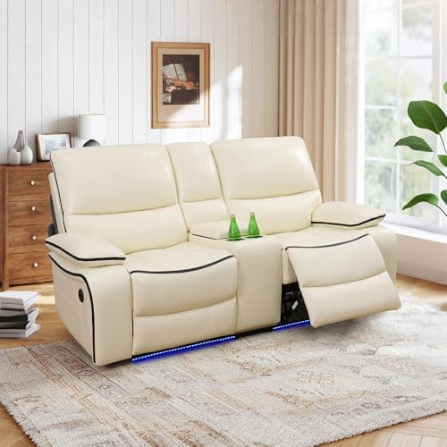 Power Recliner Sofa with LED Lights, Leather Power Reclining Sofa, Living Room - Image 5