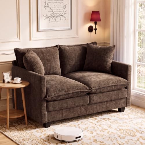 Loveseat Sofa, Soft Chenille Cloud‑Cushion Small‑Space Couch by Unknown
