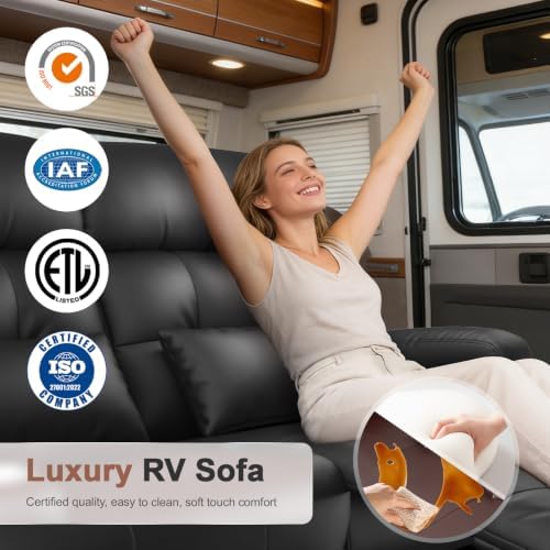 Reclining Loveseat Sofa, RV Loveseats Recliner Sofas Wall Hugger, Double - Image 4