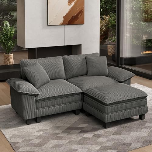 HERA'S HOUSE 3-Seat L Shaped Modular Cloud Couch Sectional Sofa Ottoman by HERASHOUSE