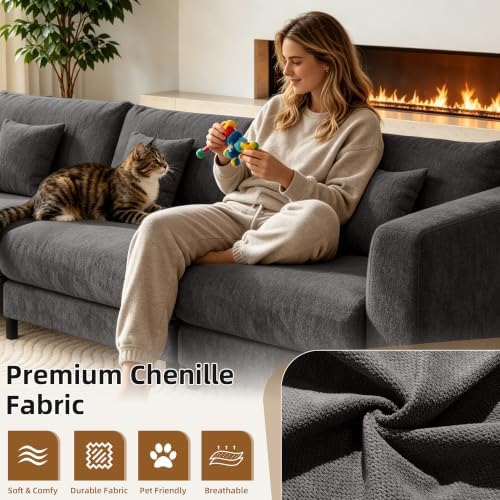 112.4'' Cloud Couch, L Shaped Modular Sectional Sofa - Image 3