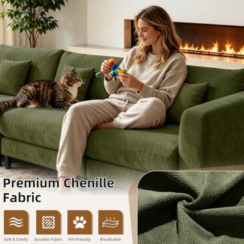 112.4" U Shaped Cloud Couch, Modular Sectional Sofa - Image 3