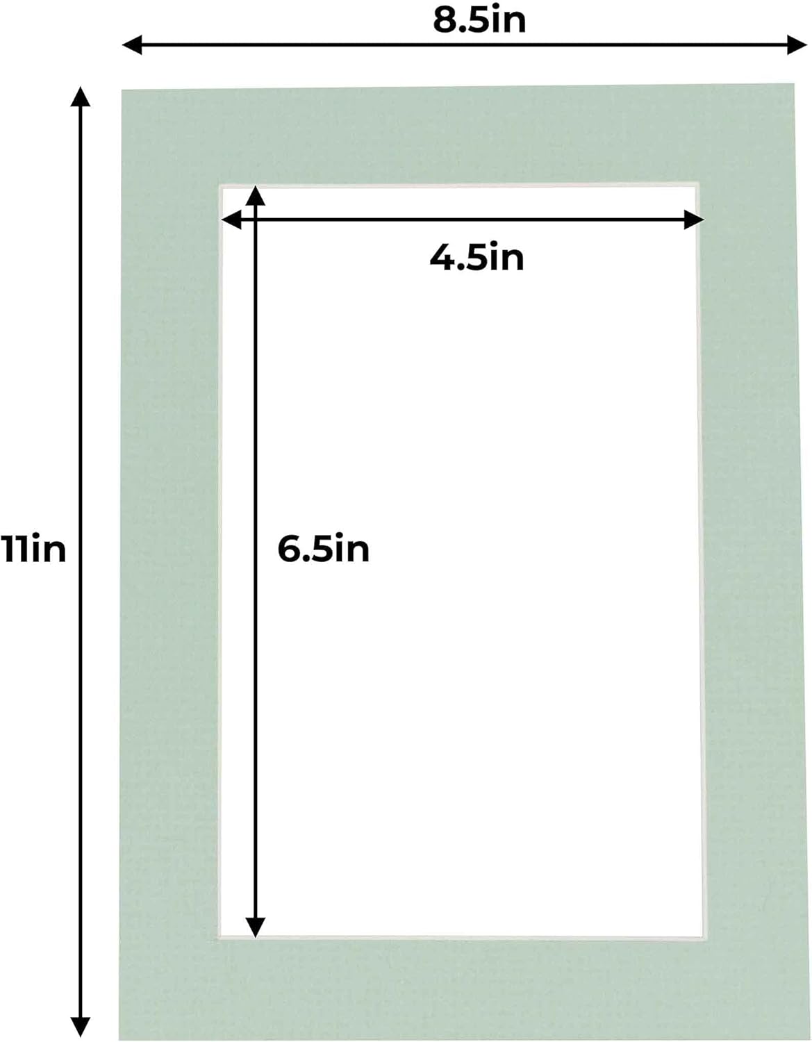 5x7 Mat for 8.5x11 Frame - Precut Mat Board Acid-Free Show Kit with Backing Board, and Clear Bags Honeydew Green 5x7 Photo Matte For a 8.5x11 Picture Frame Matboard for Framing, Pack of 100 Mats