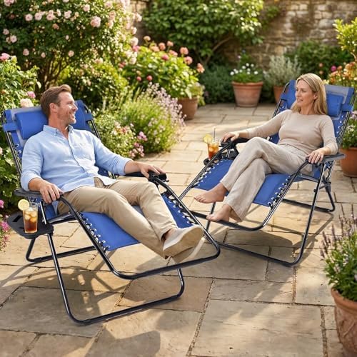 Sweetcrispy Oversized Padded Zero Gravity Lounge Chairs, Outdoor Recliner - Image 2