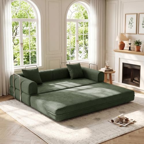 79'' Convertible Compressed Corduroy Folding Cloud Sofa Bed, 4 in 1 Modern - Image 3
