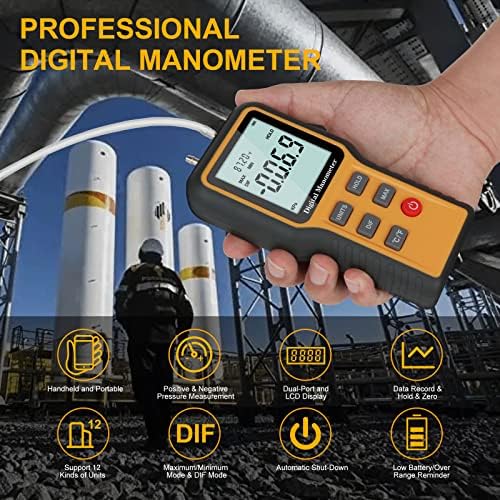 Manometer, Professional Air Pressure Meter, Dual-Port HVAC - Image 4