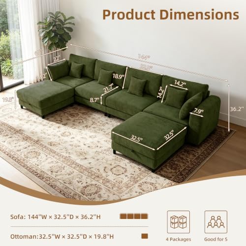 144" Oversized Cloud Sectional Couch, Modular Sofa - Image 2