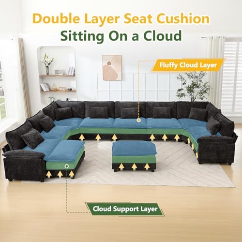 Oversized Modular Sectional Sofa Set, Convertible Deep Seat Cloud Couch - Image 3