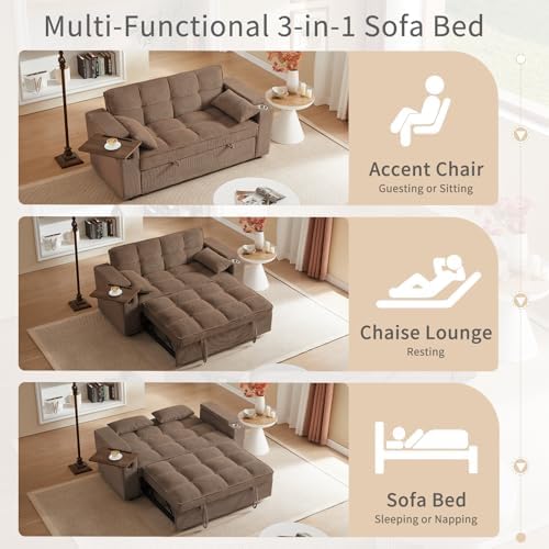 hansones 65'' 3-in-1 Folding Convertible Sofa Bed, Queen Size Pullout Sofa - Image 4