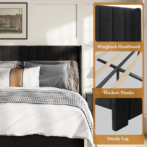 GarveeHome Full Bed Frame, Bed Frame Upholstered Platform Bed - Image 5