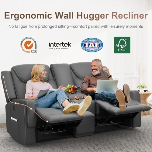 Dresegmt Loveseat Recliner Sofa, Cup Holders, Storage & USB Ports, Ergonomics， - Image 4