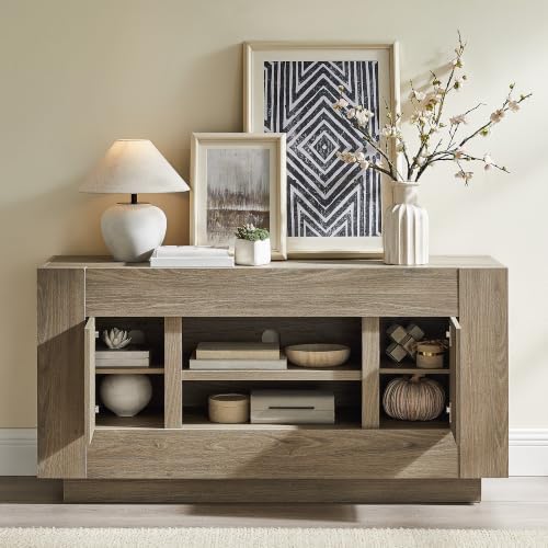 OKD Modern 55" TV Stand for 65" TV, Thick Block Media Console, Alder Grey - Image 5