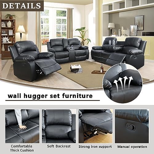 A Ainehome Living Room Furniture Set Leather Recliner Sofa Set Loveseat Chair - Image 3