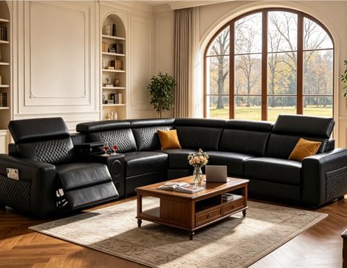 Leather Power Reclining Sectional Sofa by PonlivingFurniture