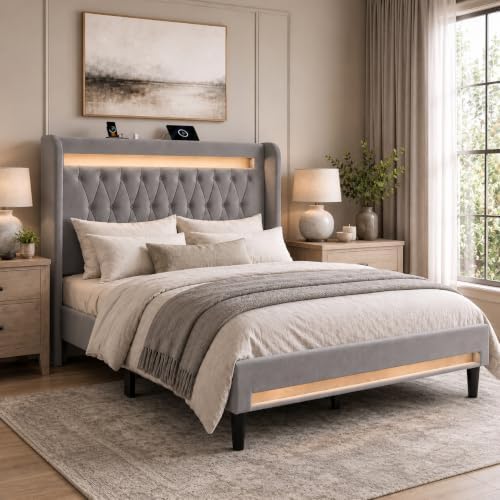 Allewie Queen Size Upholstered Bed Frame by Allewie
