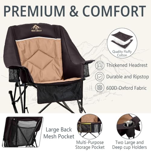 400lbs Rocking Camping Chair Oversized Folding Rocker - Image 7